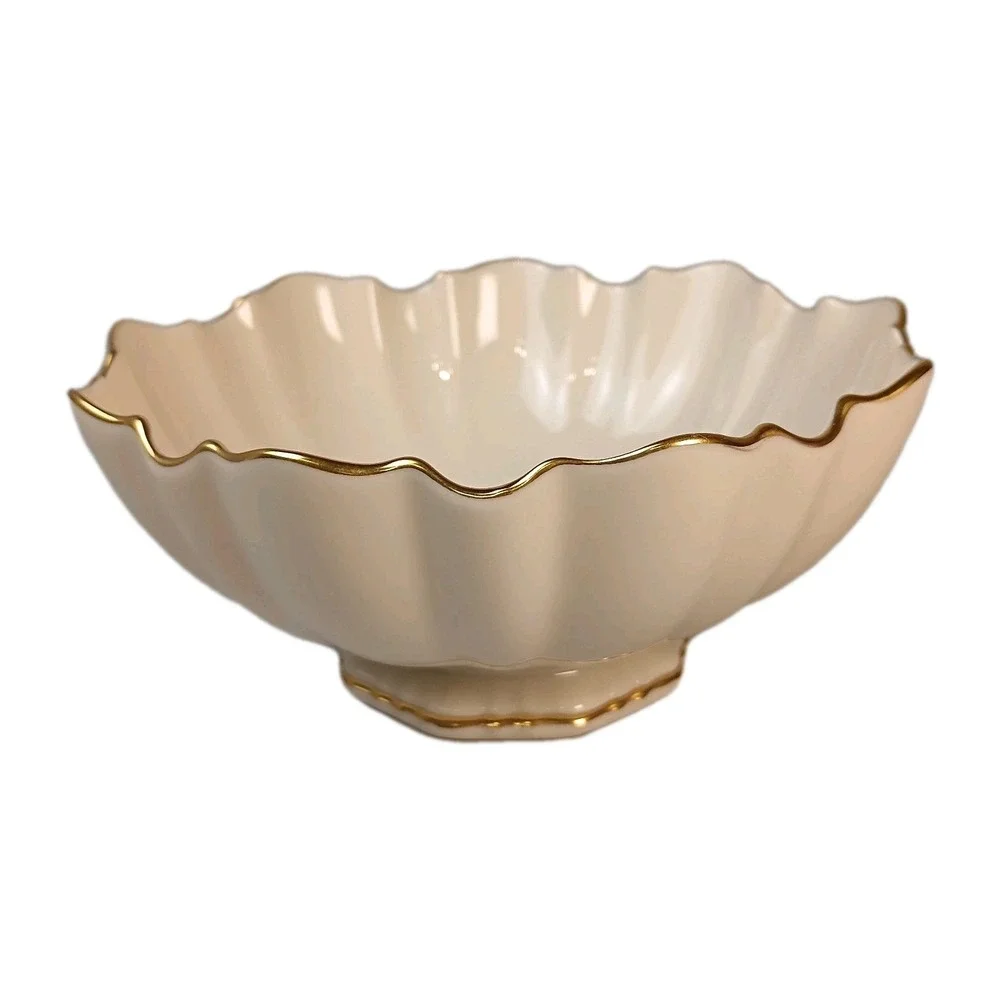 Vintage Original LENOX  Bon Bon Bowl; Sculpted Symphony Pattern Gold Trim